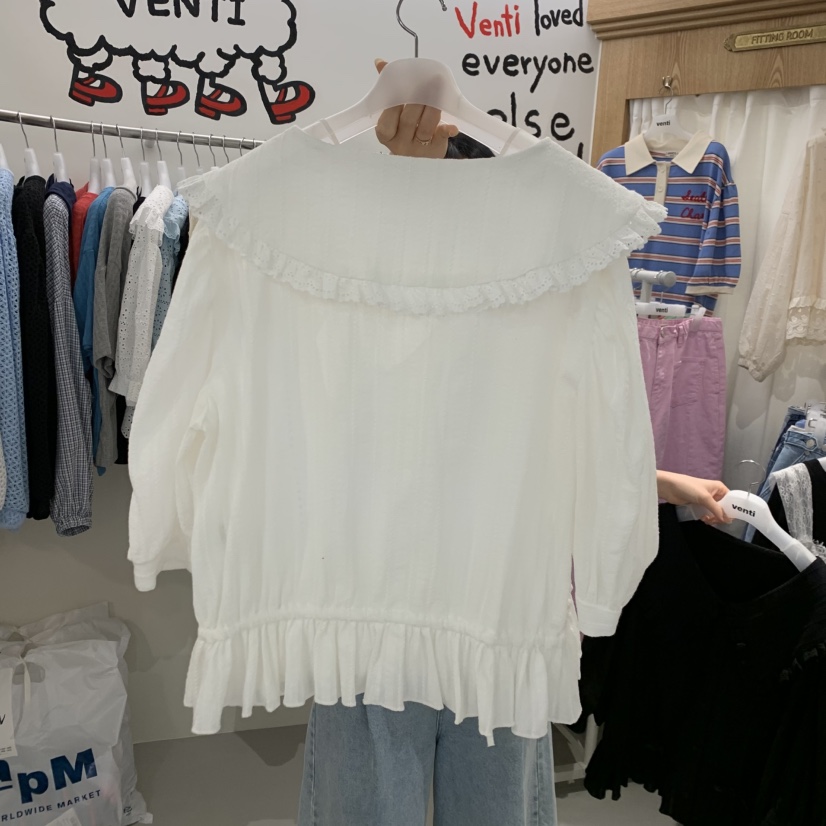 VENTI韓國直郵實拍女士新品推薦休閑職業人氣襯衫蕾絲衫蕾絲VENTI襯衫/蕾絲衫