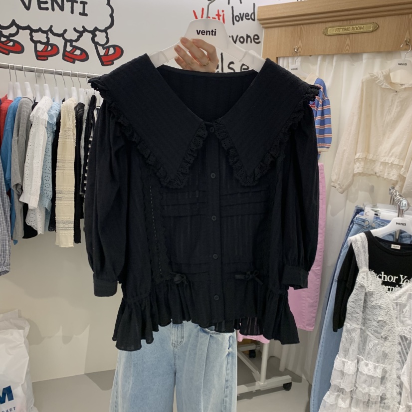 VENTI韓國直郵實拍女士新品推薦休閑職業人氣襯衫蕾絲衫蕾絲VENTI襯衫/蕾絲衫圖色2