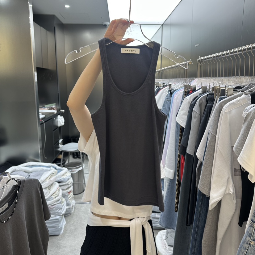 MADCITY/SAGAFURS韓國直郵女士新品熱賣人氣職業吊帶背心MADCITY/SAGAFURS吊帶/背心圖色4墨色