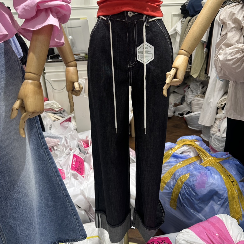 J.RITZY韓國東大門代購女士新品休閑推薦時尚牛仔褲含腰繩J.RITZY牛仔褲