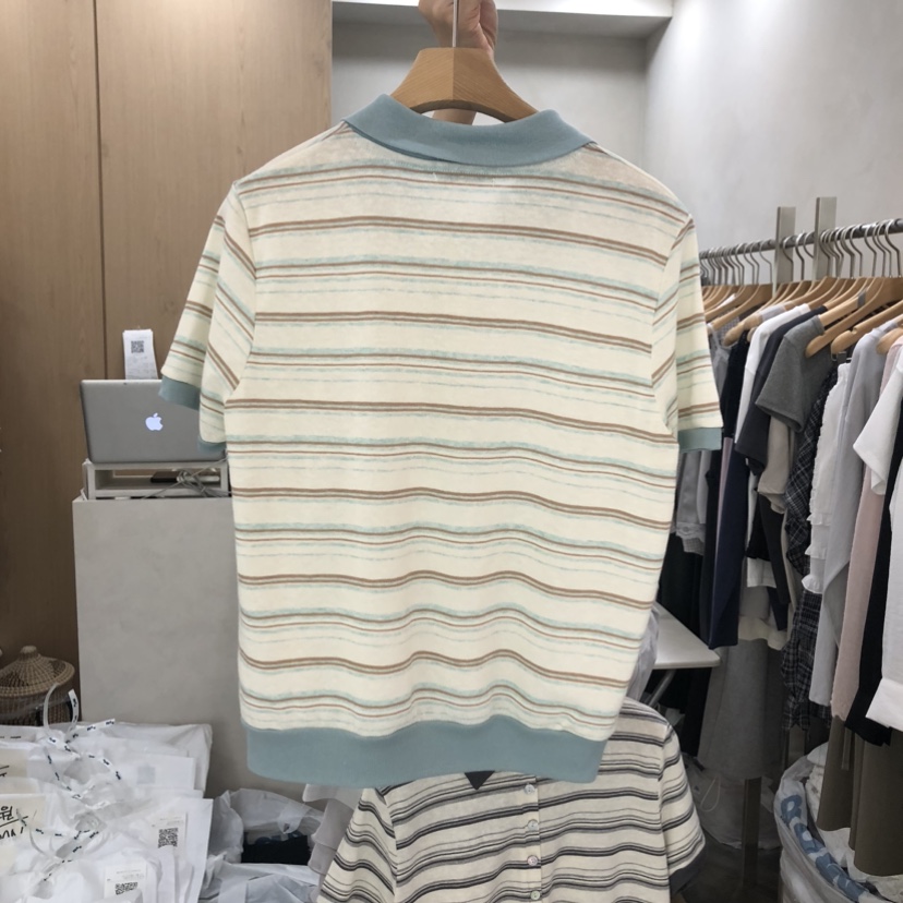 VILLABUTTON韓國直郵實拍女士新品人氣26春夏熱賣針織衫條紋VILLABUTTON針織衫