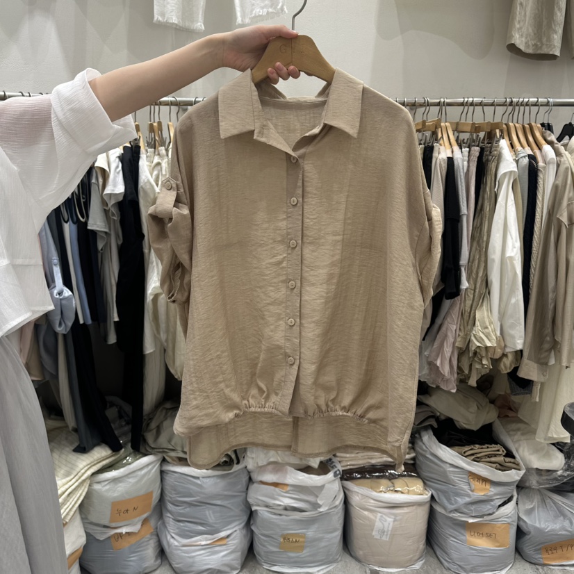 G.I-L韓國東大門代購女士新款休閑時尚熱賣26春夏襯衫蕾絲衫G.I-L襯衫/蕾絲衫圖色2杏色