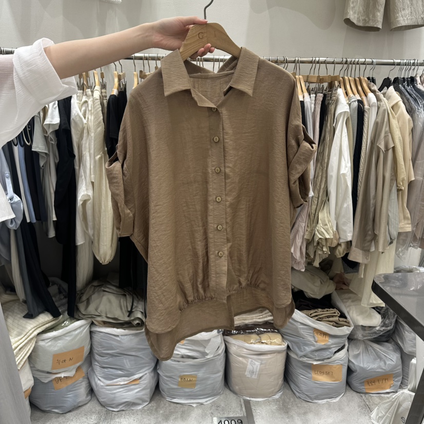 G.I-L韓國東大門代購女士新款休閑時尚熱賣26春夏襯衫蕾絲衫G.I-L襯衫/蕾絲衫圖色3咖色