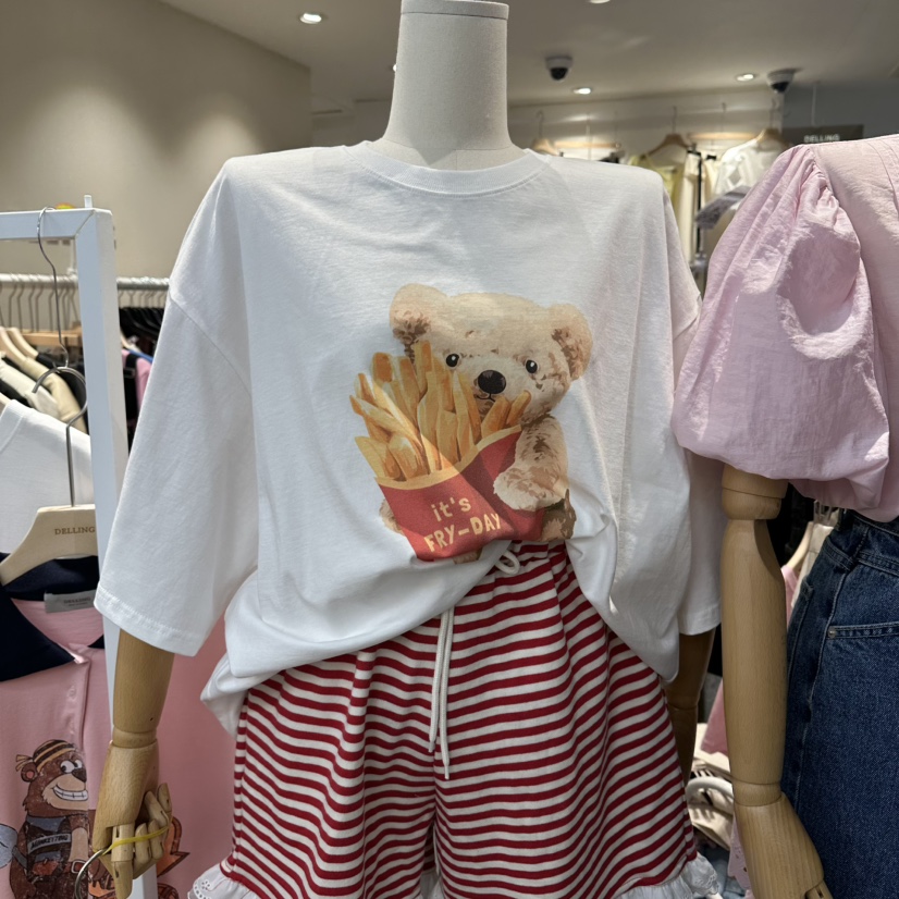 DELLING韓國直郵實拍女裝新款時尚熱賣休閑人氣職業26春夏T恤DELLINGT恤圖色1