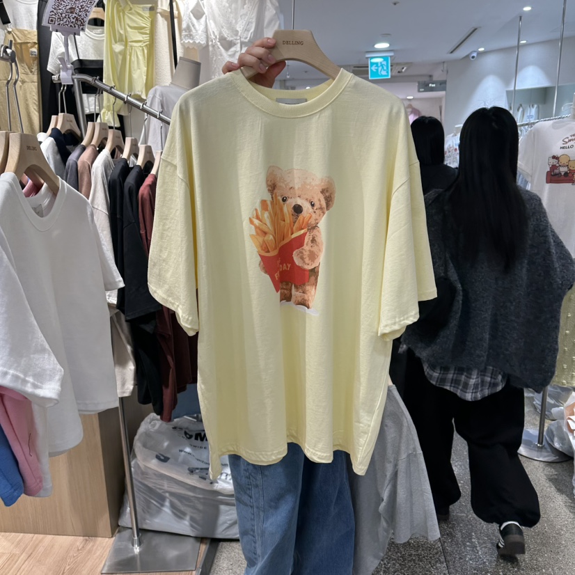 DELLING韓國直郵實拍女裝新款時尚熱賣休閑人氣職業26春夏T恤DELLINGT恤圖色2