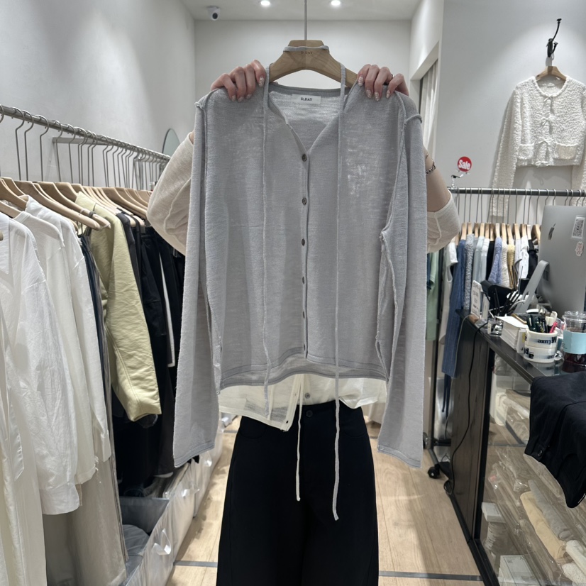 DDAY韓國東大門直郵女裝新款休閑26春夏推薦針織衫含脖帶DDAY針織衫圖色2