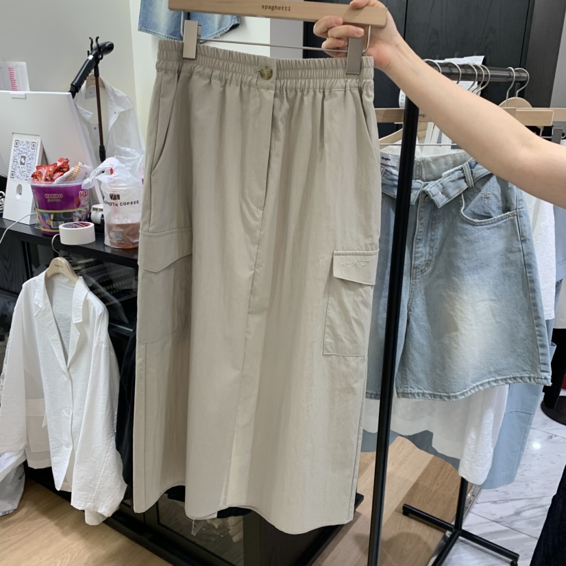 SPAGHETTI韓國東大門直郵女士新款休閑推薦職業時尚長裙刺繡spaghetti長裙圖色2