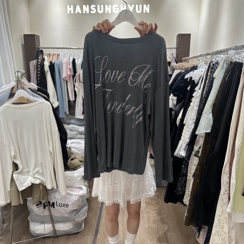 HANSUNGHYUN韓國直郵實拍女裝新款時尚休閑職業長袖T恤寬松HANSUNGHYUN長袖T恤圖色2