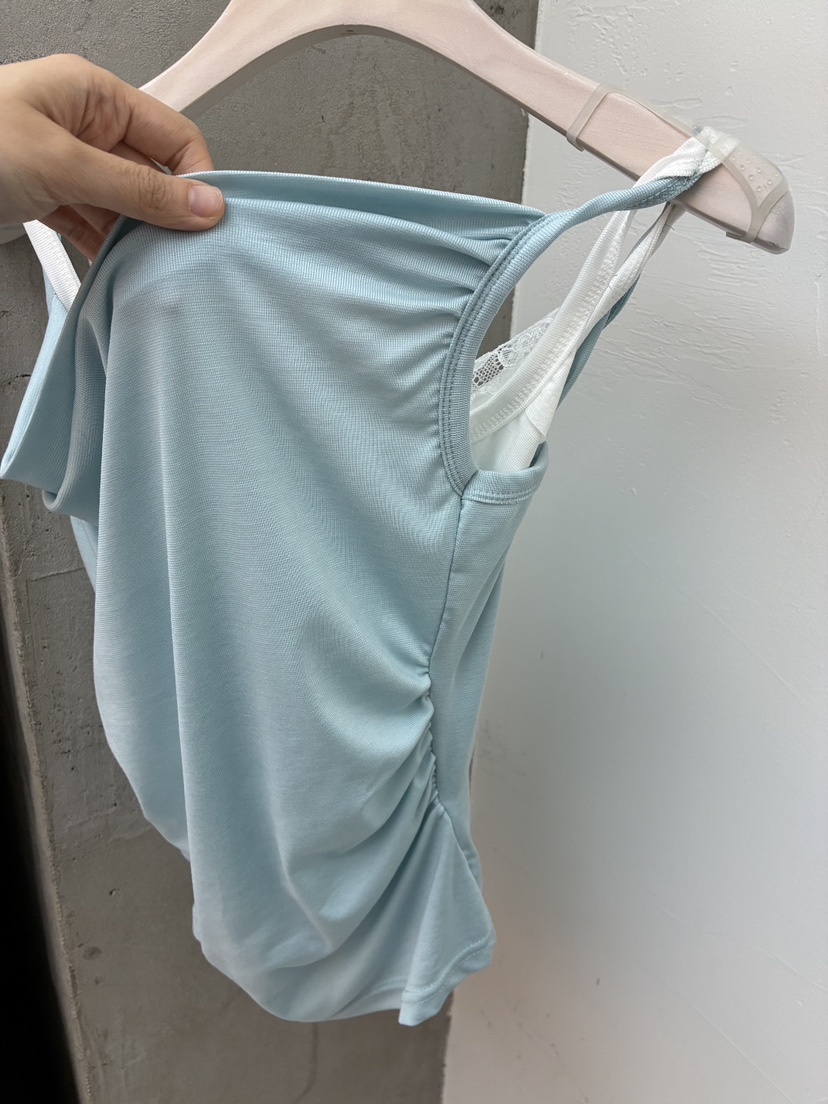 Verbena韓國代購女裝新品推薦時尚熱賣吊帶背心假兩件蕾絲Verbena吊帶/背心