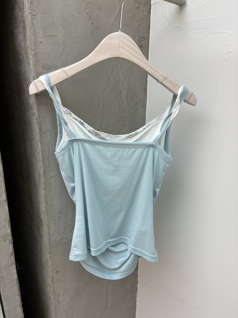 Verbena韓國代購女裝新品推薦時尚熱賣吊帶背心假兩件蕾絲Verbena吊帶/背心