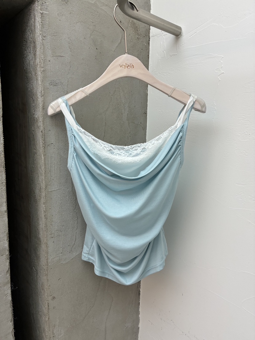 Verbena韓國代購女裝新品推薦時尚熱賣吊帶背心假兩件蕾絲Verbena吊帶/背心圖色1