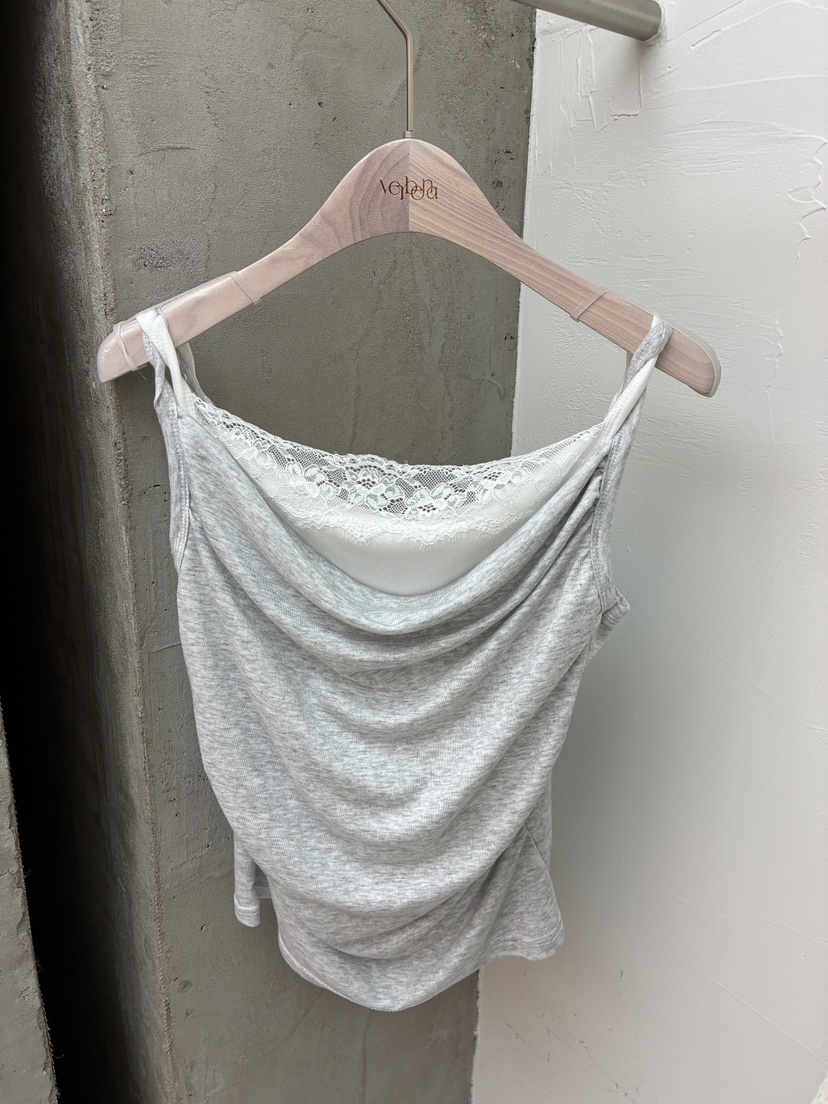 Verbena韓國代購女裝新品推薦時尚熱賣吊帶背心假兩件蕾絲Verbena吊帶/背心圖色3