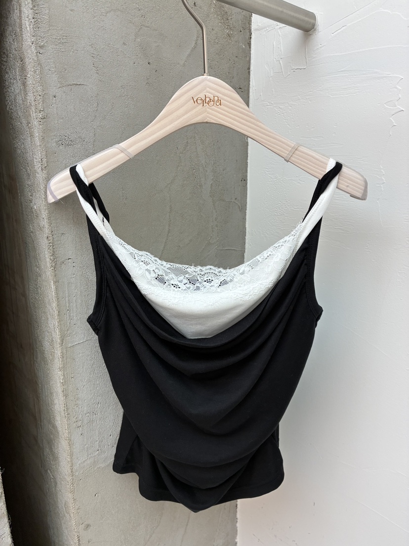 Verbena韓國代購女裝新品推薦時尚熱賣吊帶背心假兩件蕾絲Verbena吊帶/背心圖色4
