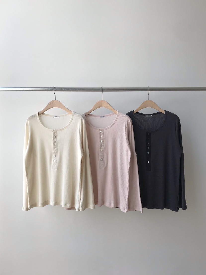 TAFFETA/MURET韓國東大門直郵女裝新款熱賣26春夏長袖T恤紐扣TAFFETA/MURET長袖T恤