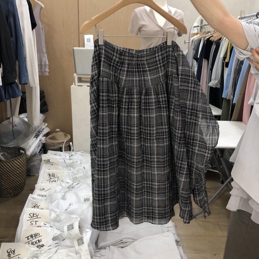 VILLABUTTON韓國代購女士新款時尚26春夏推薦套裝格子圍巾VILLABUTTON套裝