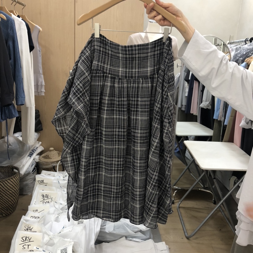 VILLABUTTON韓國代購女士新款時尚26春夏推薦套裝格子圍巾VILLABUTTON套裝圖色2