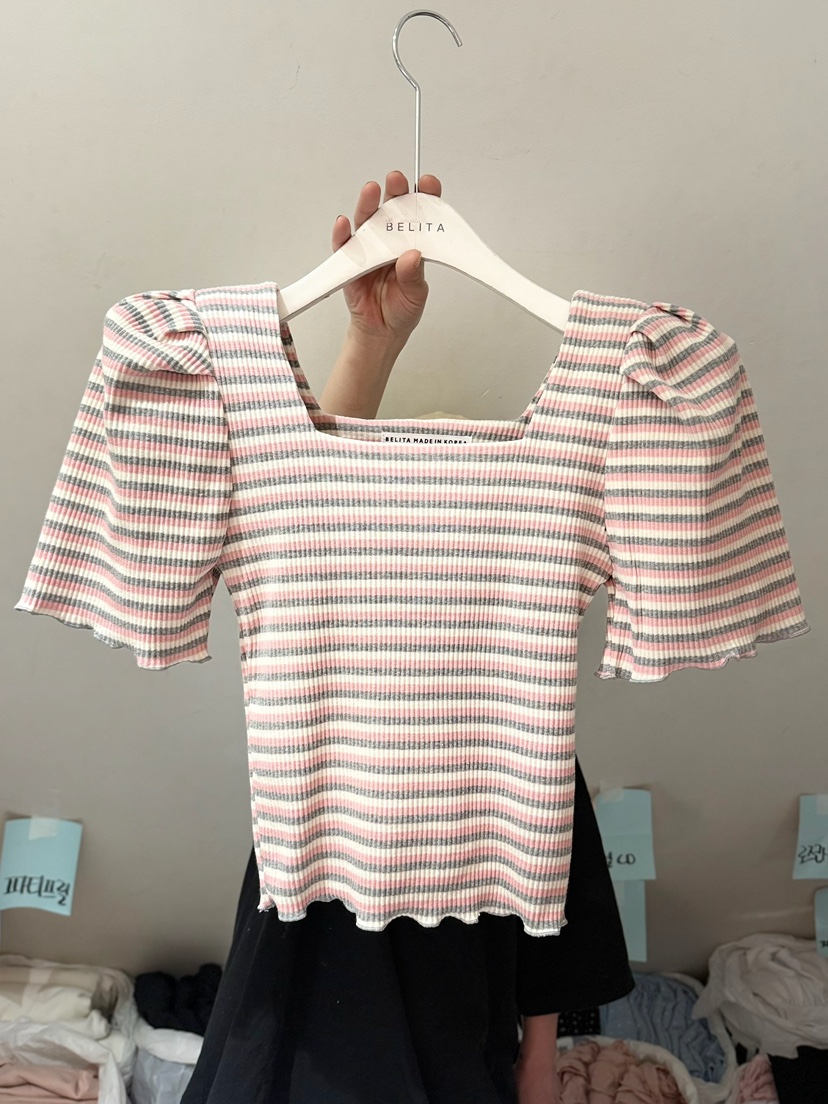 BELITA-L韓國代購女裝新款時尚熱賣26春夏推薦職業T恤條紋BELITA-LT恤圖色1