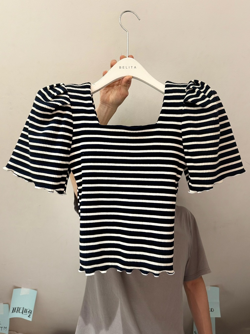BELITA-L韓國代購女裝新款時尚熱賣26春夏推薦職業T恤條紋BELITA-LT恤圖色2