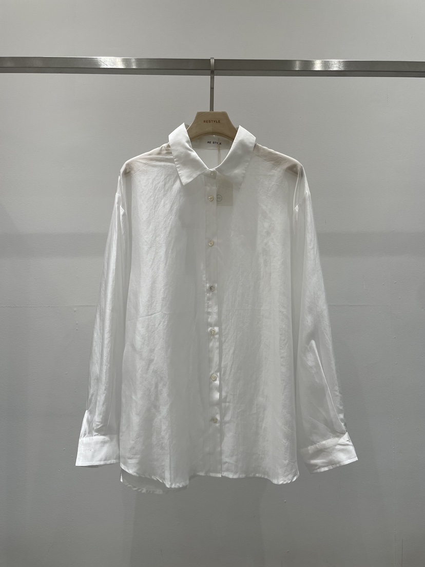 RE STYLE-Q韓國代購女士新款熱賣26春夏襯衫蕾絲衫天絲RE STYLE襯衫/蕾絲衫圖色1