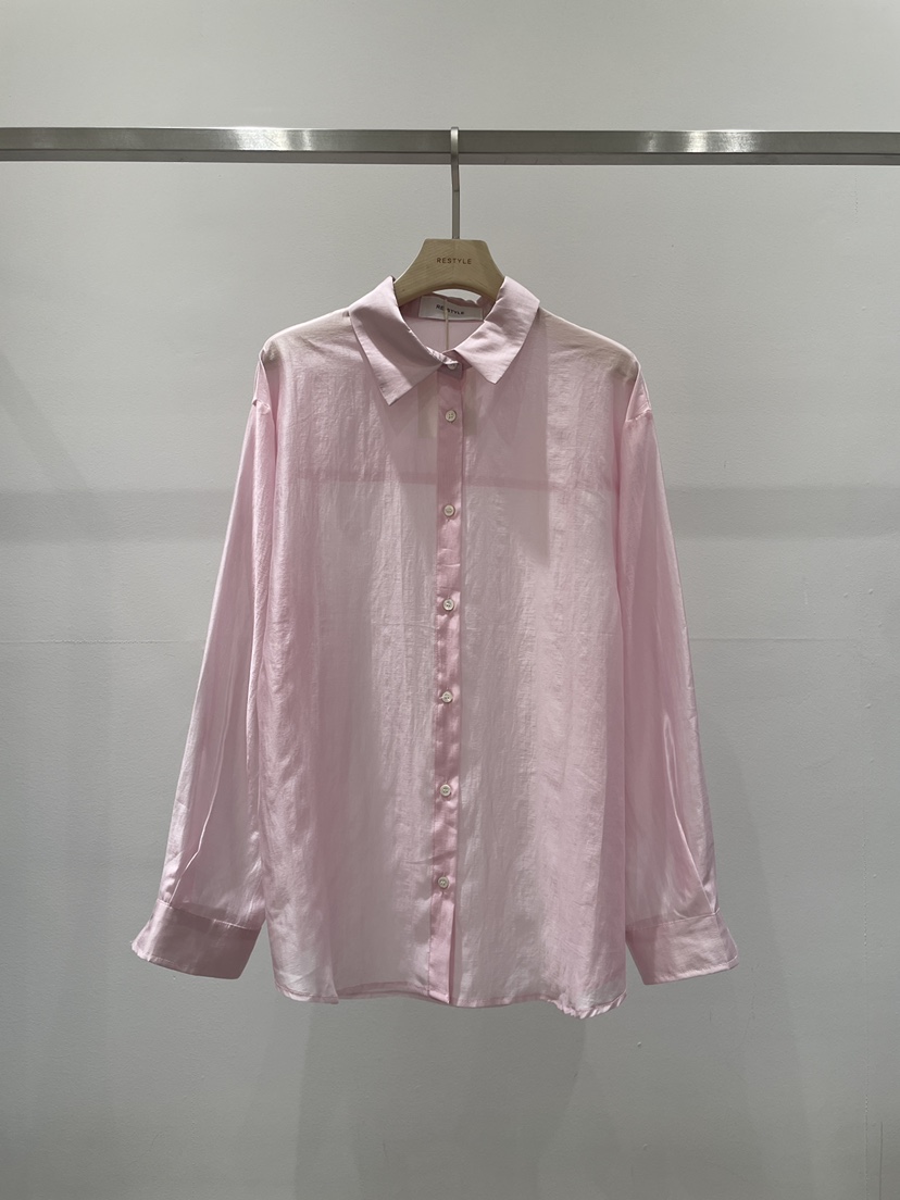 RE STYLE-Q韓國代購女士新款熱賣26春夏襯衫蕾絲衫天絲RE STYLE襯衫/蕾絲衫圖色2