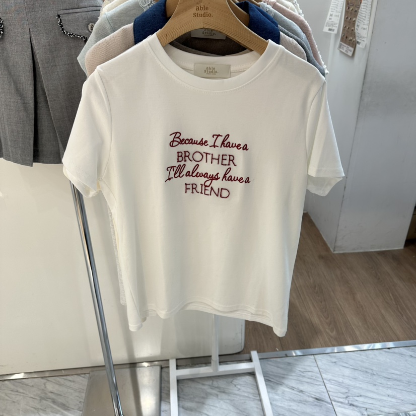 ABLESTUDIO韓國東大門直郵女裝新品時尚休閑人氣職業26春夏T恤ABLESTUDIOT恤圖色1白色