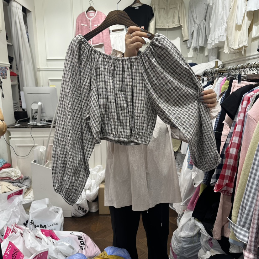 J.RITZY韓國代購女士新品職業休閑26春夏襯衫蕾絲衫格紋J.RITZY襯衫/蕾絲衫