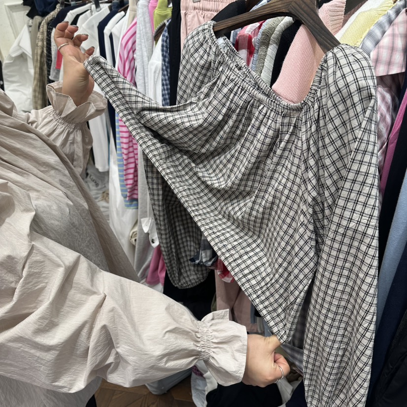 J.RITZY韓國代購女士新品職業休閑26春夏襯衫蕾絲衫格紋J.RITZY襯衫/蕾絲衫