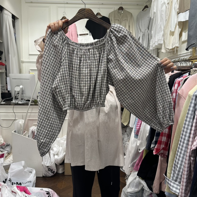 J.RITZY韓國代購女士新品職業休閑26春夏襯衫蕾絲衫格紋J.RITZY襯衫/蕾絲衫圖色2