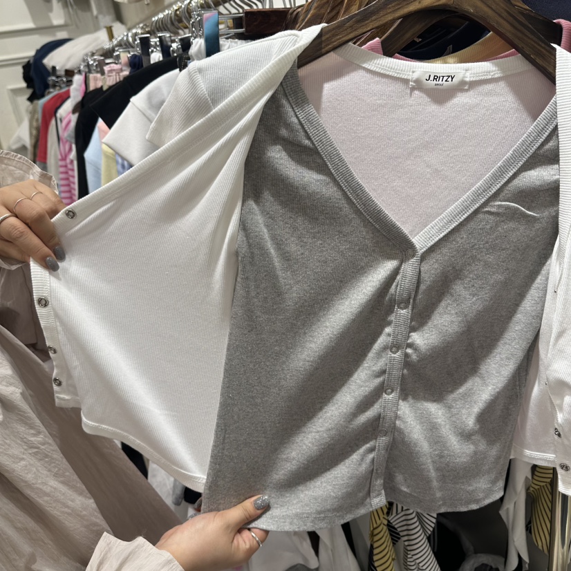J.RITZY韓國直郵女士新款時尚熱賣職業休閑26春夏T恤假兩件J.RITZYT恤