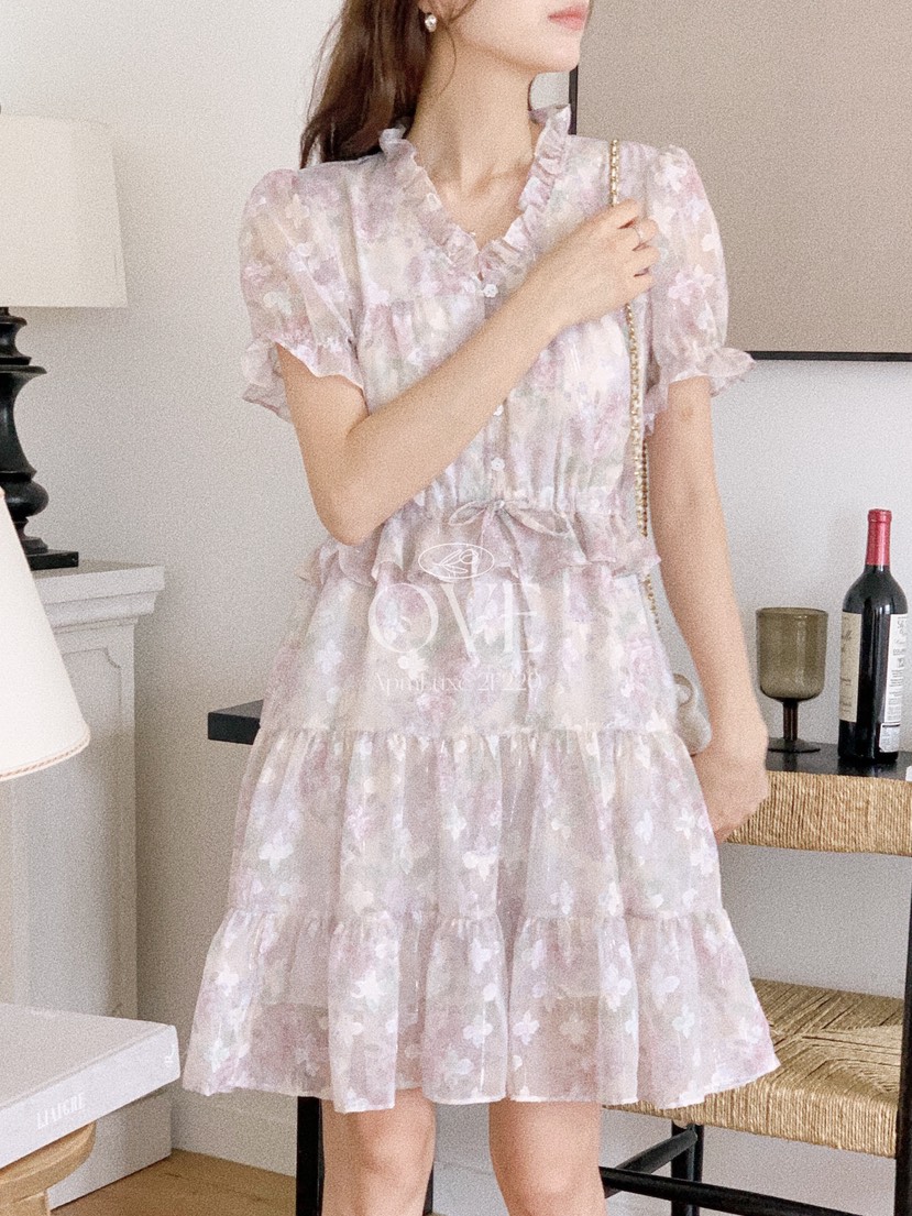 OVE韓國直郵實拍女裝新品熱賣時尚26春夏休閑推薦職業連衣裙OVE連衣裙