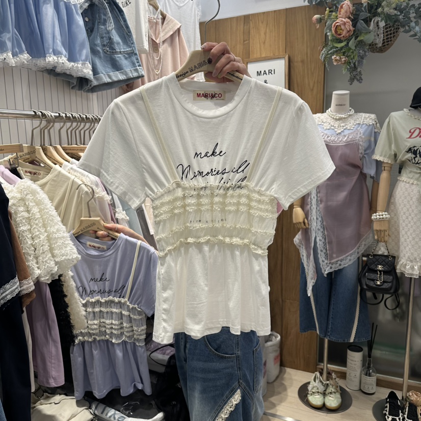 MARI CO韓國代購女裝新款時尚休閑推薦人氣職業T恤假兩件MARI COT恤圖色1