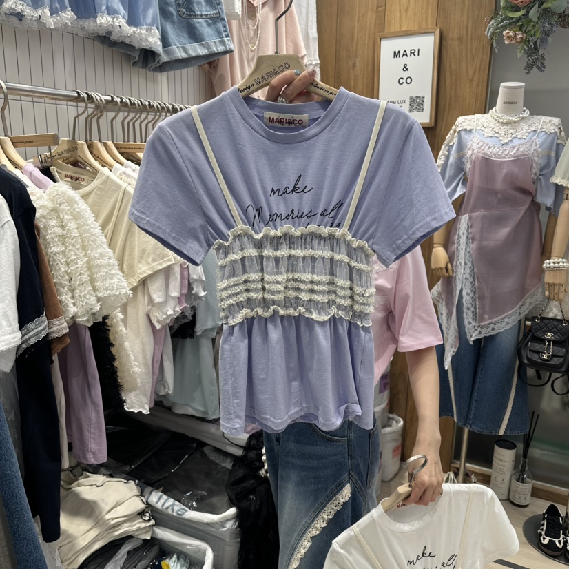 MARI CO韓國代購女裝新款時尚休閑推薦人氣職業T恤假兩件MARI COT恤圖色2