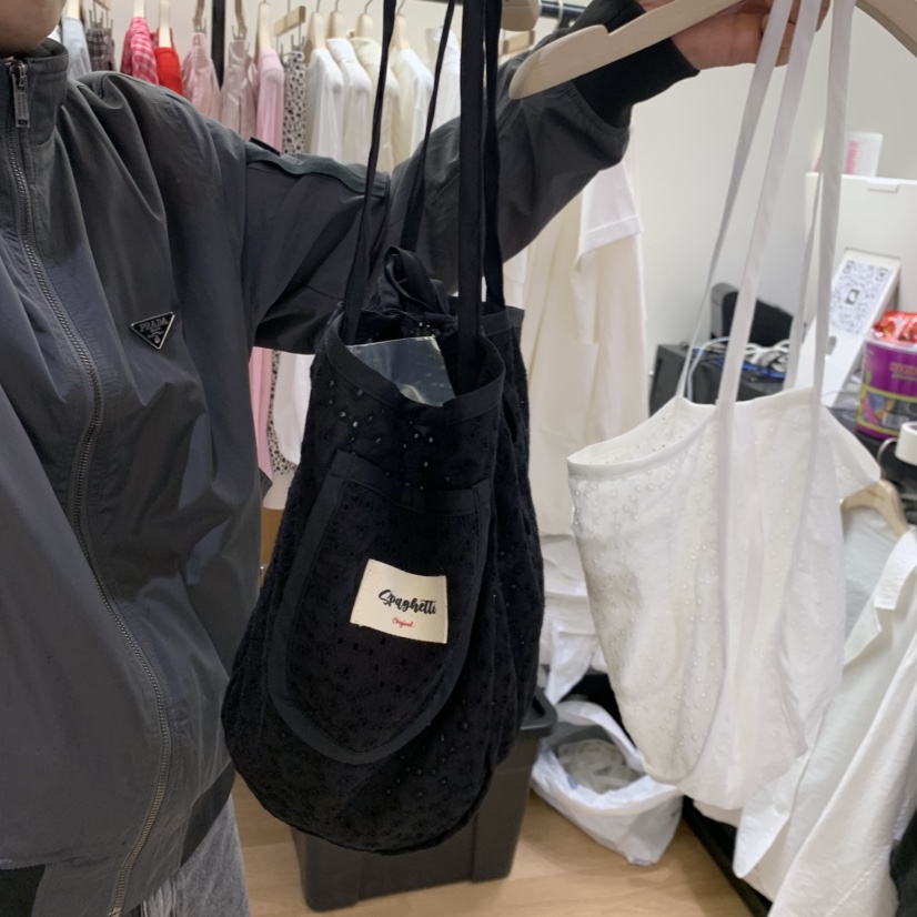 SPAGHETTI韓國代購女士新品時尚人氣熱賣休閑單肩斜跨包蕾絲spaghetti單肩/斜跨包圖色2