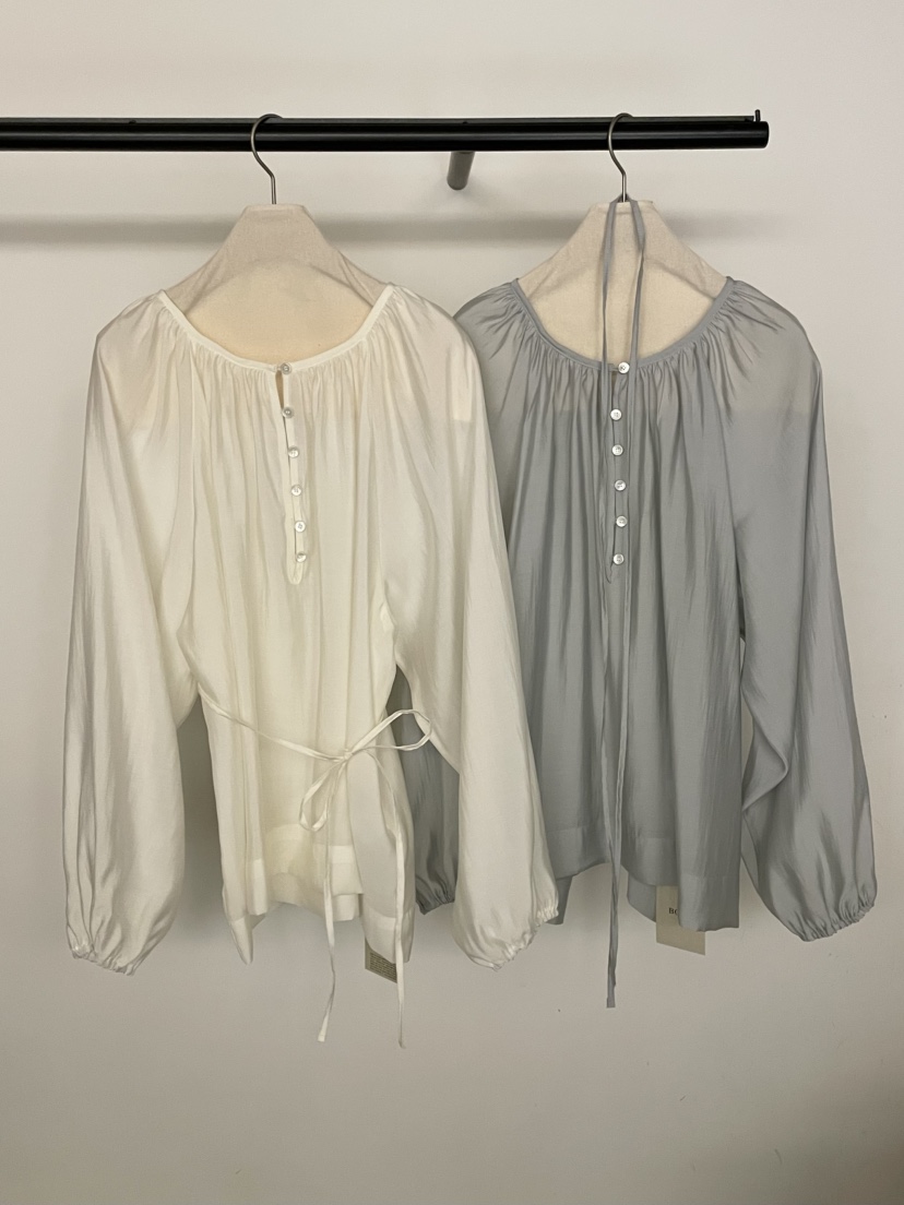 BOLD-A韓國東大門直郵女士新品時尚休閑襯衫蕾絲衫含腰繩RE BOLD襯衫/蕾絲衫