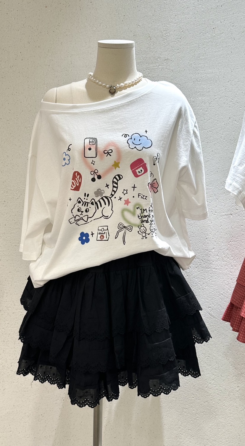 FIZZ韓國代購女裝新品人氣熱賣休閑時尚26春夏推薦T恤涂鴉FIZZT恤