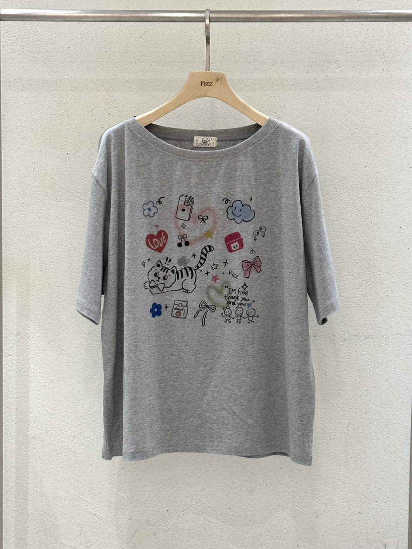 FIZZ韓國代購女裝新品人氣熱賣休閑時尚26春夏推薦T恤涂鴉FIZZT恤圖色3