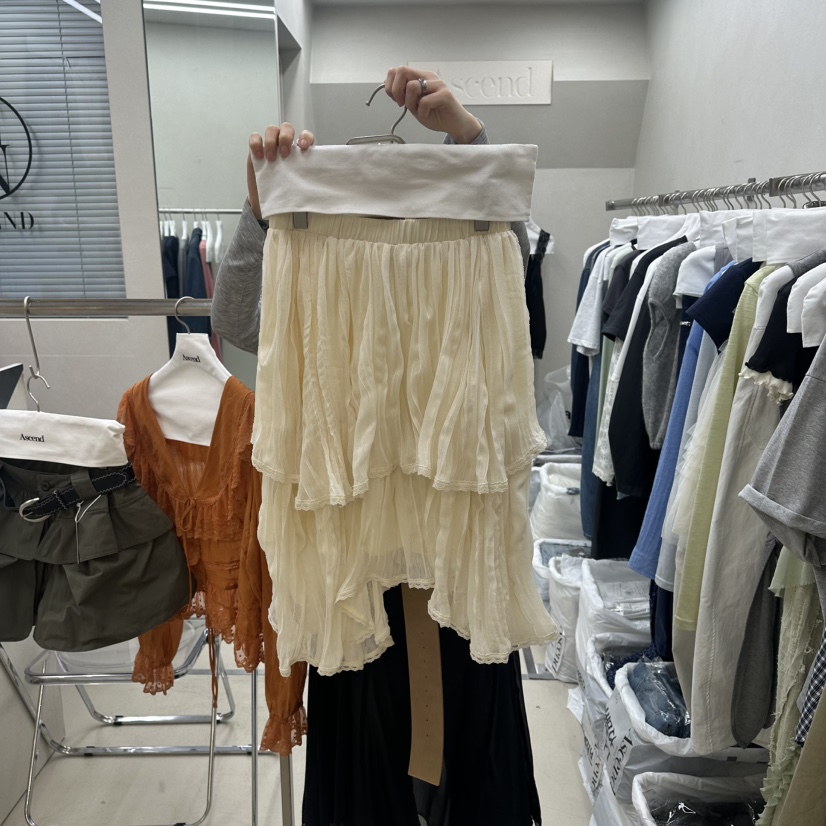 ASCEND韓國代購女士新款人氣職業熱賣半身裙中短裙多層褶皺ASCEND半身裙/中短裙