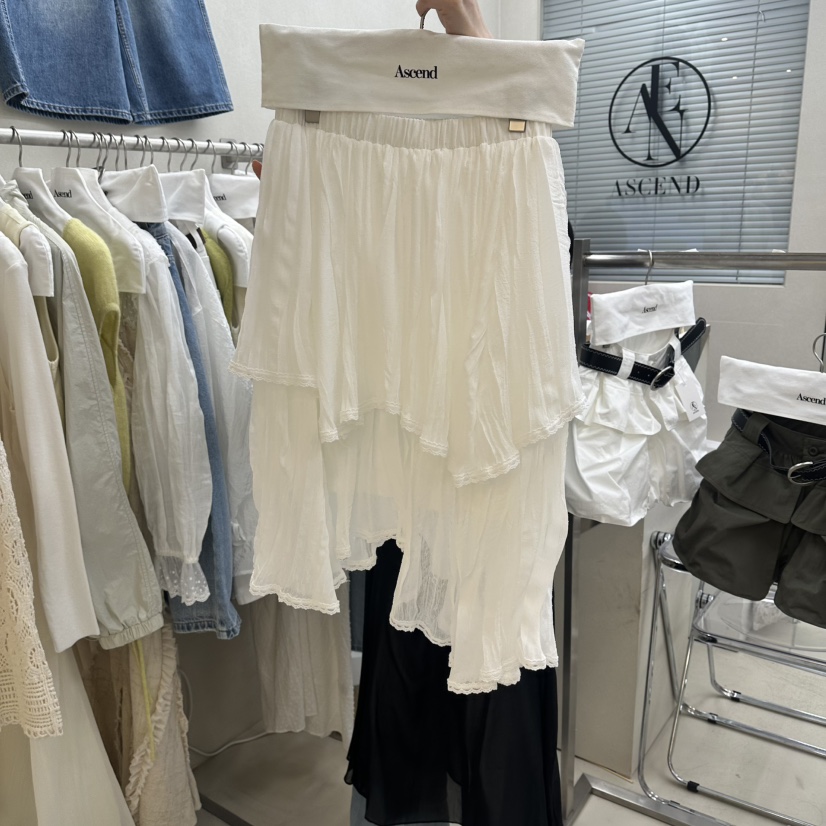 ASCEND韓國代購女士新款人氣職業熱賣半身裙中短裙多層褶皺ASCEND半身裙/中短裙圖色1