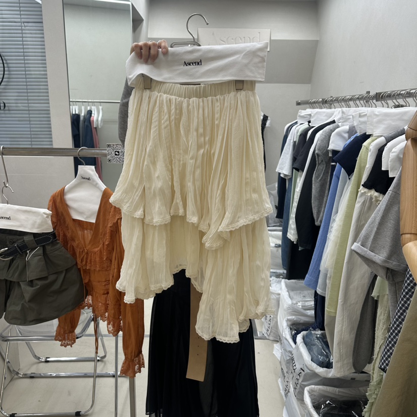 ASCEND韓國代購女士新款人氣職業熱賣半身裙中短裙多層褶皺ASCEND半身裙/中短裙圖色2