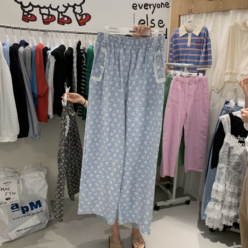 VENTI韓國東大門代購女士新品推薦人氣熱賣休閑休閑褲蕾絲VENTI休閑褲圖色2
