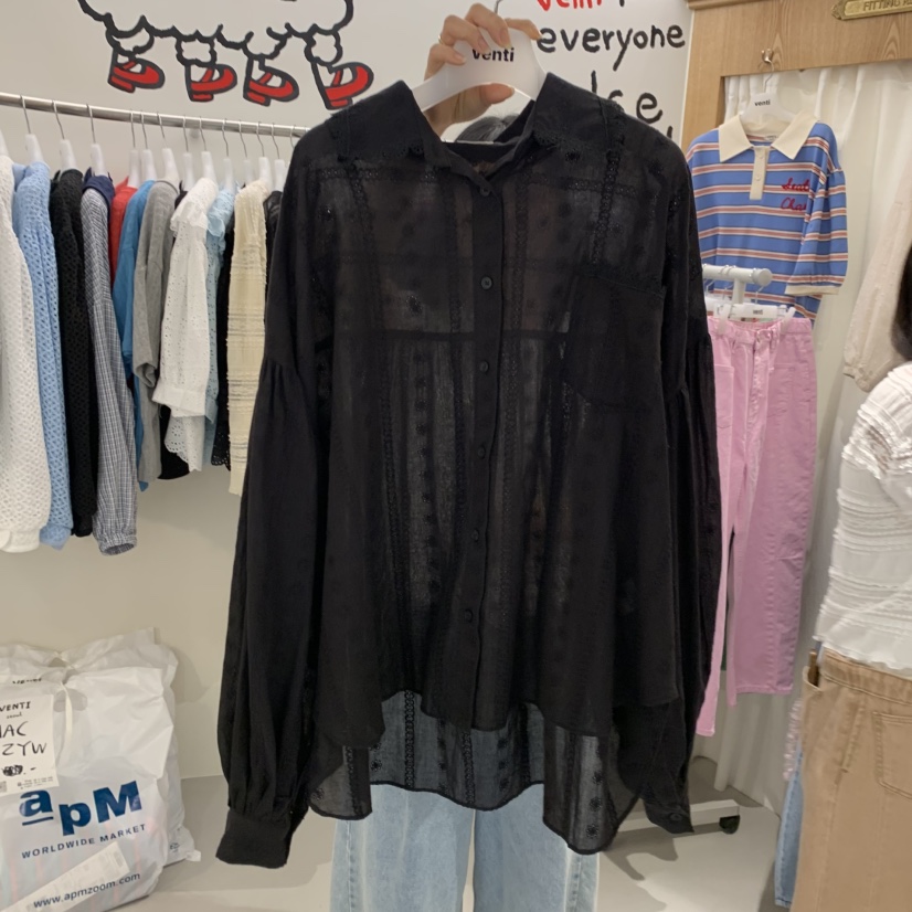 VENTI韓國東大門代購女士新品26春夏時尚推薦襯衫蕾絲衫蕾絲VENTI襯衫/蕾絲衫圖色1