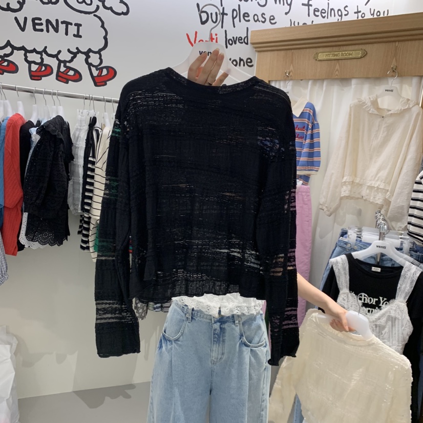 VENTI韓國直郵女士新款職業推薦26春夏人氣長袖T恤不含內搭VENTI長袖T恤圖色3