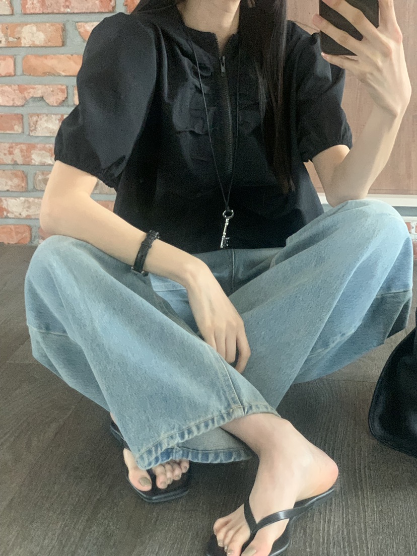 TRUE韓國直郵實拍女士新品26春夏職業推薦休閑人氣夾克褶皺TRUE夾克