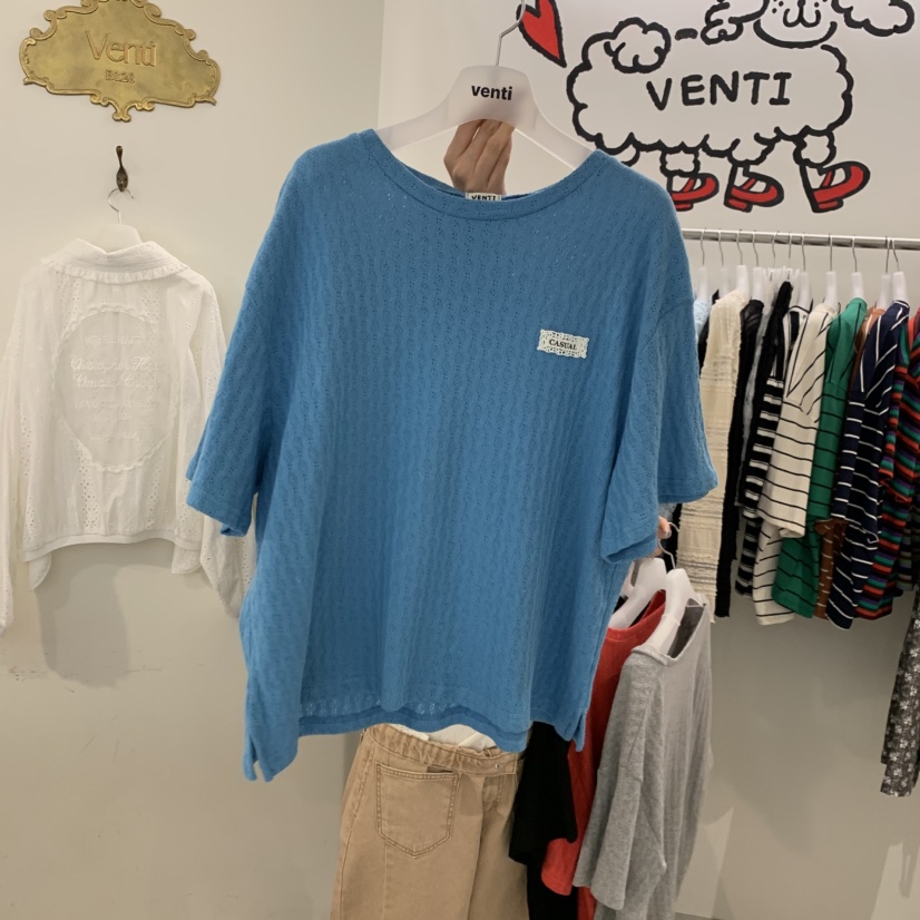 VENTI韓國直郵實拍女裝新款熱賣推薦時尚26春夏休閑T恤鏤空VENTIT恤圖色1