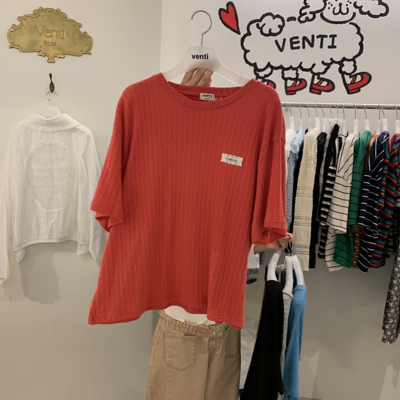 VENTI韓國直郵實拍女裝新款熱賣推薦時尚26春夏休閑T恤鏤空VENTIT恤圖色2