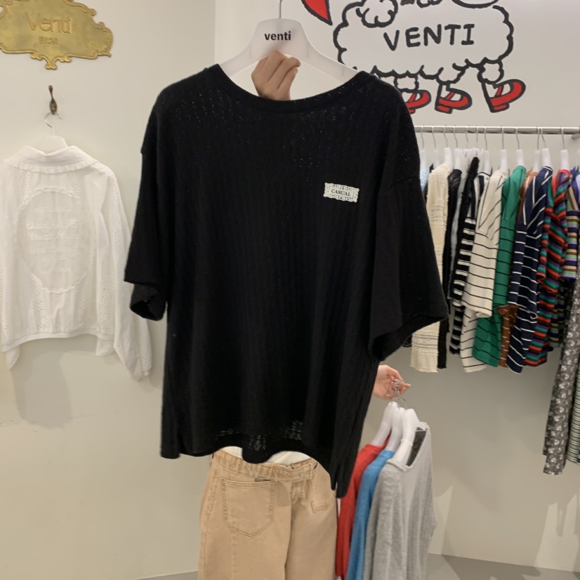 VENTI韓國直郵實拍女裝新款熱賣推薦時尚26春夏休閑T恤鏤空VENTIT恤圖色4