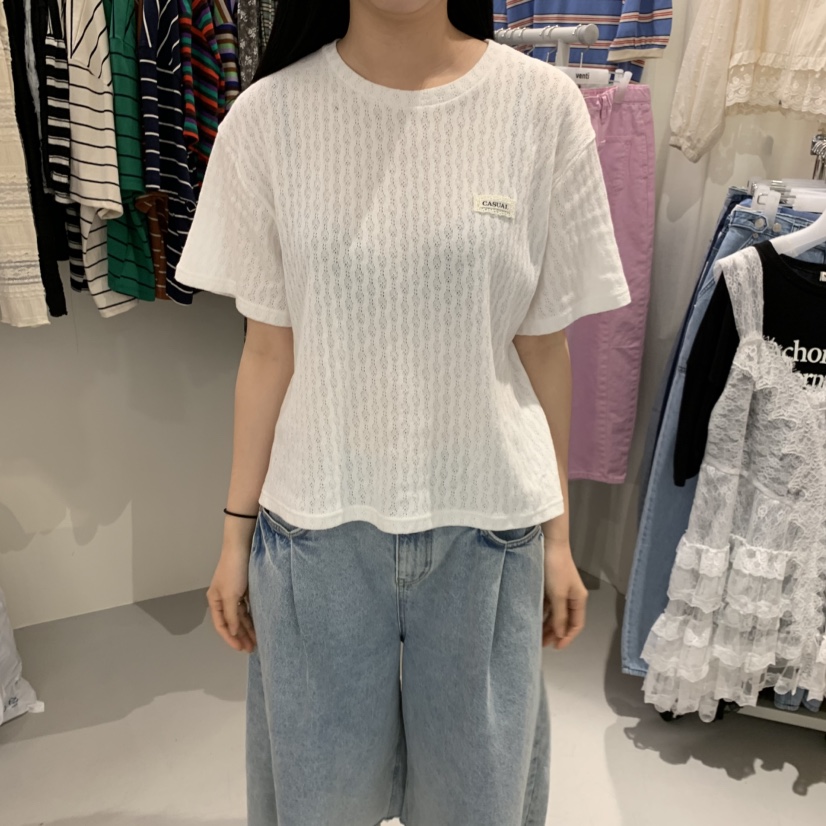 VENTI韓國直郵實拍女裝新款熱賣推薦時尚26春夏休閑T恤鏤空VENTIT恤圖色5