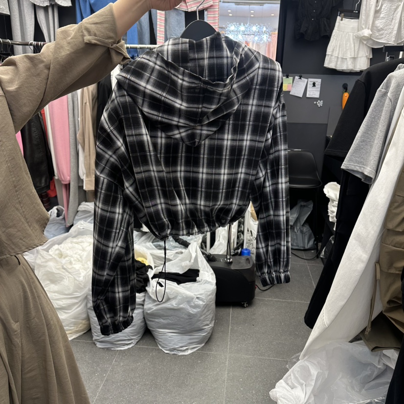 A-DEL韓國直郵女士新品推薦職業時尚襯衫蕾絲衫格子連帽A-DEL襯衫/蕾絲衫