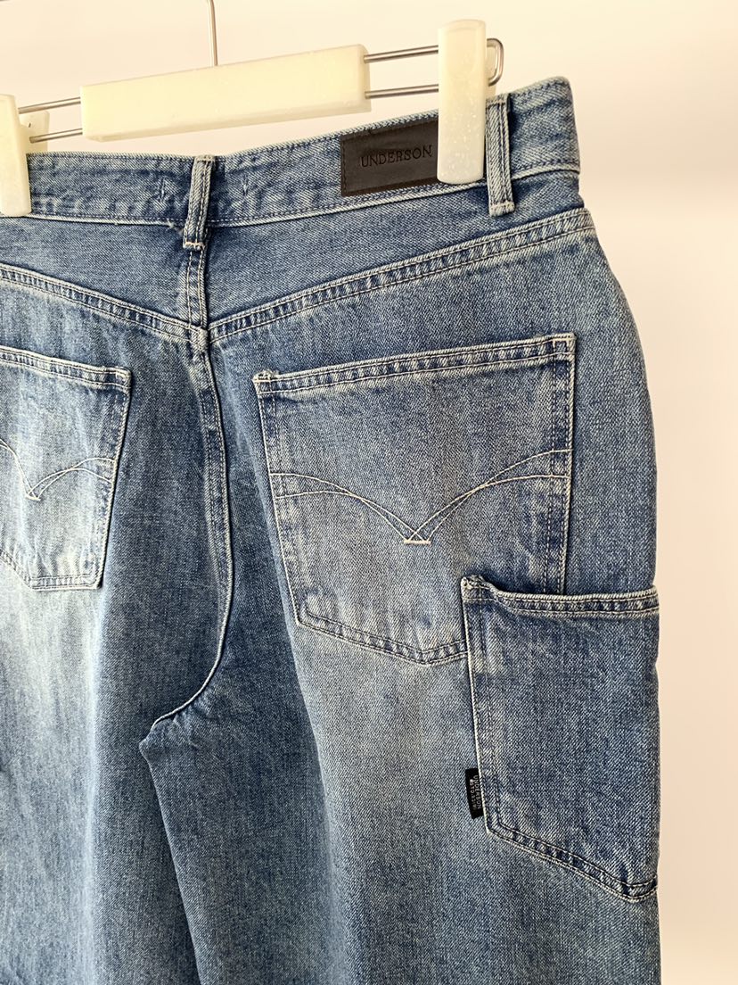 UNDERSON韓國直郵實拍女裝新品人氣職業休閑牛仔褲雙口袋UNDERSON牛仔褲