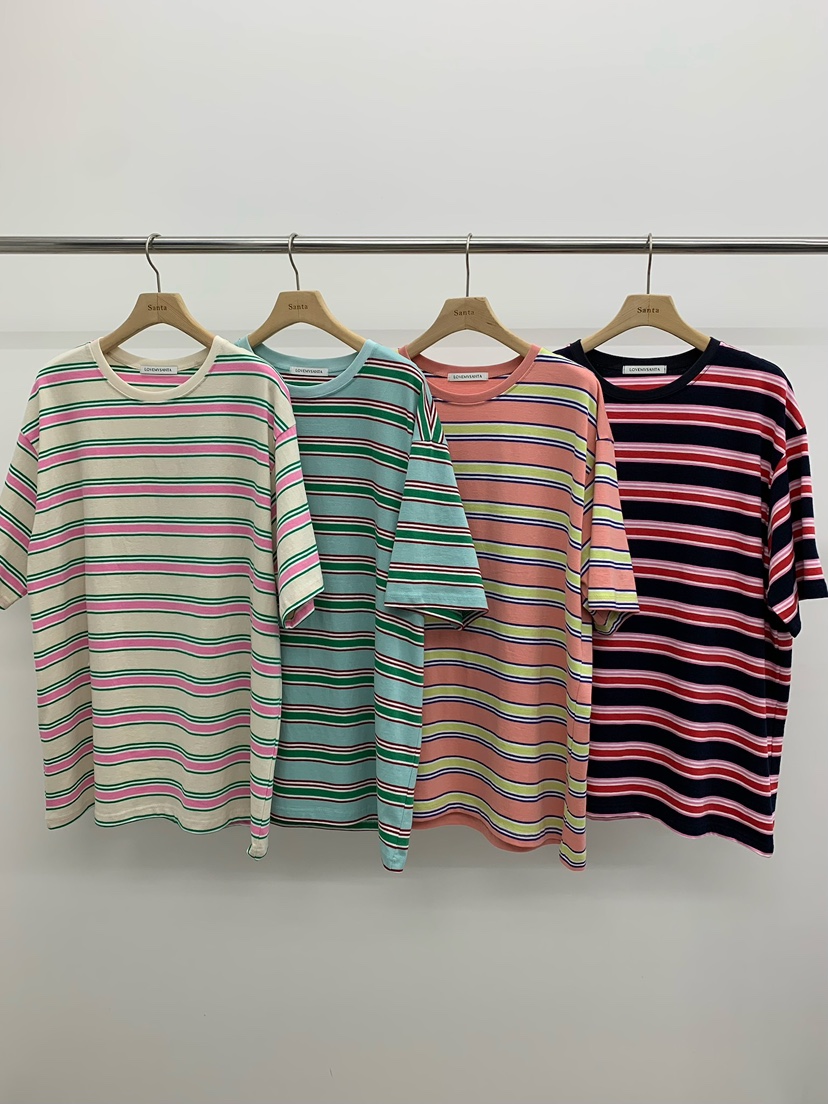LOVE MY SANTA韓國代購女裝新款熱賣休閑推薦職業T恤條紋Santa/LOVE MY SANTAT恤